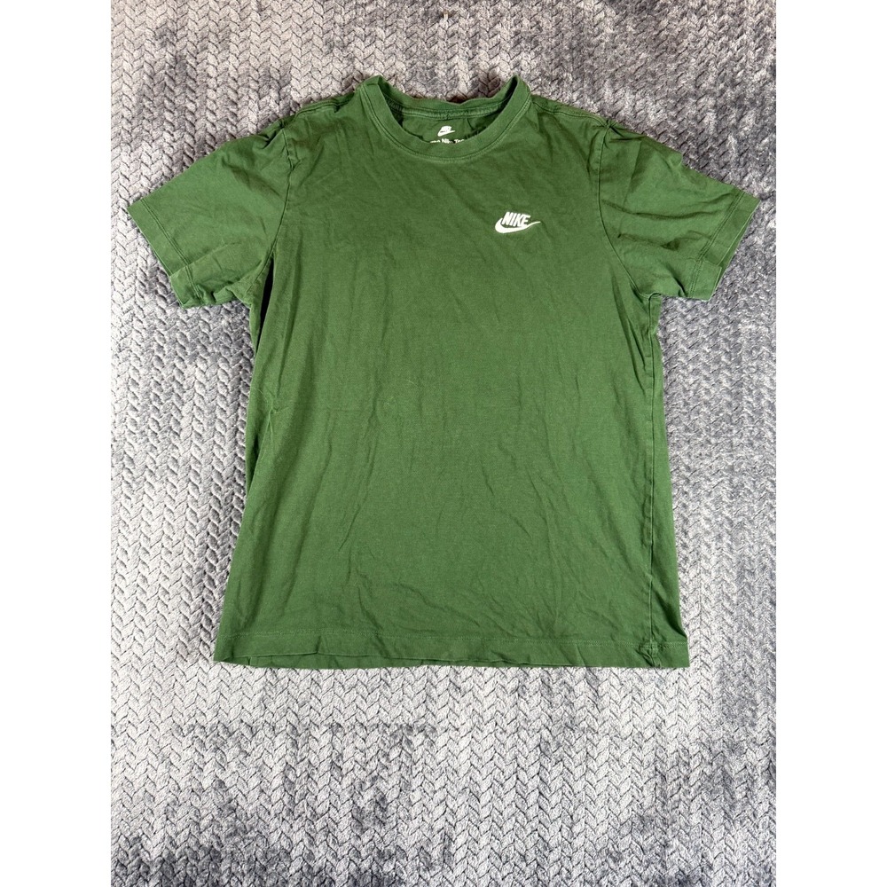 Nike T Shirt Mens Medium Green Swoosh Logo Short Sleeve Casual Wear Crewneck